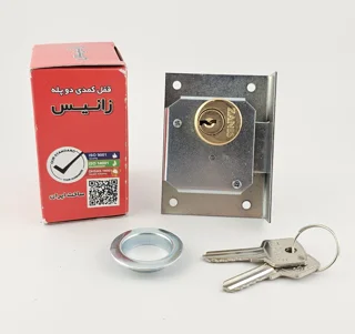 قفل کمدی دوپله نیمه برنجی زانیس با جعبه
